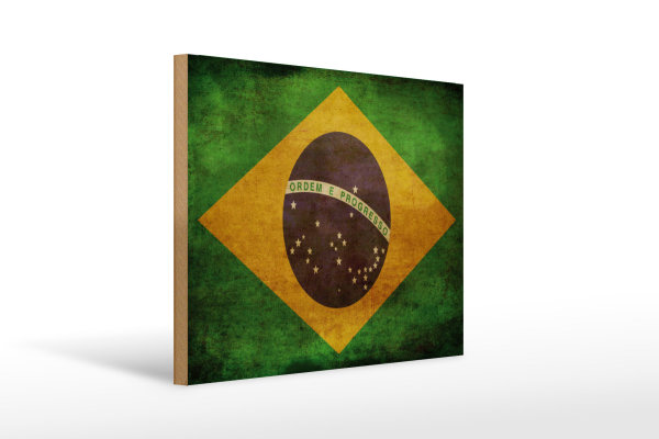 Holzschild Flagge 40x30cm Brasilien Schild