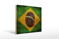 Holzschild Flagge 40x30cm Brasilien Schild