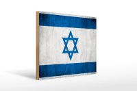 Holzschild Flagge 40x30cm Israel Fahne Wanddeko