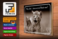 Holzschild Katze 40x30cm Hey lassen wir die Hunde raus