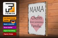 Holzschild Spruch 30x40cm Mama Chefin verrückter Familie