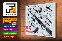 Holzschild Gewehr 40x30cm AK-47 Kalaschnikow Einzelteile