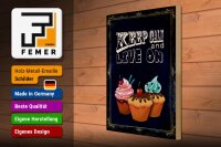 Holzschild Spruch 30x40cm Cupcake Keep Calm and live on