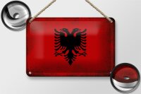 Blechschild Flagge Albanien 18x12cm Flag Albania Vintage