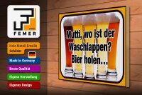 Holzschild Bier 40x30cm Mutti wo Waschlappen Bier holen