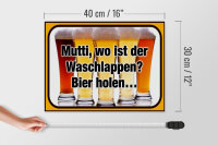 Holzschild Bier 40x30cm Mutti wo Waschlappen Bier holen