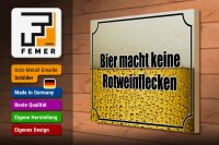 Holzschild Spruch 40x30cm Bier keine Rotweinflecken