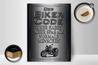 Holzschild Motorrad 30x40cm Biker Code mehr Spaß als normale