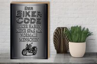 Holzschild Motorrad 30x40cm Biker Code mehr Spaß als normale