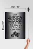 Holzschild Motorrad 30x40cm Biker Code mehr Spaß als normale