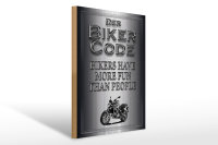 Holzschild Motorrad 30x40cm Biker Code more fun people