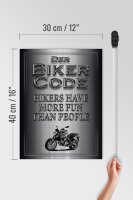 Holzschild Motorrad 30x40cm Biker Code more fun people