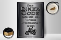 Holzschild Motorrad 30x40cm Biker Code never forget ride