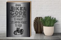 Holzschild Motorrad 30x40cm Biker Code never forget ride