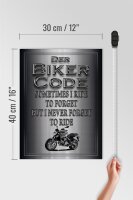 Holzschild Motorrad 30x40cm Biker Code never forget ride
