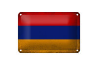 Blechschild Flagge Armenien 18x12cm Flag Armenia Vintage