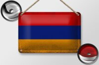 Blechschild Flagge Armenien 18x12cm Flag Armenia Vintage