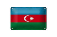 Blechschild Flagge Aserbaidschan 18x12cm Azerbaijan Vintage