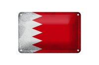 Blechschild Flagge Bahrains 18x12cm Flag of Bahrain Vintage