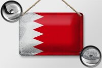 Blechschild Flagge Bahrains 18x12cm Flag of Bahrain Vintage