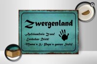 Holzschild Zwergenland 40x30cm Aufräumfreie Zone Reich