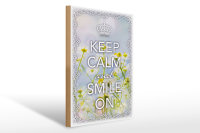 Holzschild Spruch 30x40cm Keep Calm and smile on Krone