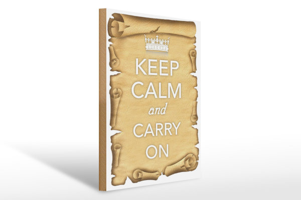 Holzschild Spruch 30x40cm Keep Calm and carry on