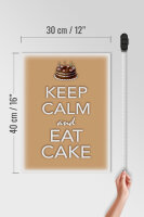 Holzschild Spruch 30x40cm Keep Calm and eat cake