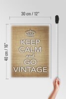 Holzschild Spruch 30x40cm Keep Calm and go vintage
