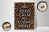 Holzschild Spruch 30x40cm Keep Calm love leopard print