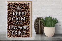 Holzschild Spruch 30x40cm Keep Calm love leopard print