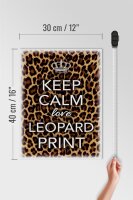 Holzschild Spruch 30x40cm Keep Calm love leopard print