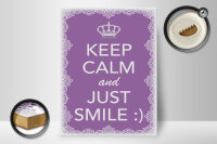 Holzschild Spruch 30x40cm Keep Calm and just smile:)