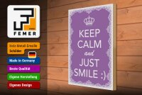 Holzschild Spruch 30x40cm Keep Calm and just smile:)