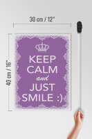 Holzschild Spruch 30x40cm Keep Calm and just smile:)