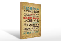 Holzschild Spruch 30x40cm Hausordnung sage bitte danke