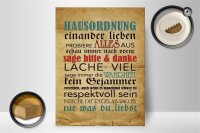 Holzschild Spruch 30x40cm Hausordnung sage bitte danke