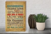 Holzschild Spruch 30x40cm Hausordnung sage bitte danke