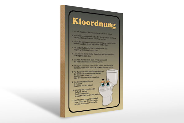 Holzschild Spruch 30x40cm Kloordnung Toilette WC Regeln
