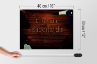 Holzschild Spruch 40x30cm Friseurin Superheldin