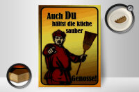 Holzschild Spruch 30x40cm Du hältst Küche sauber Genosse