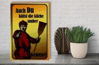 Holzschild Spruch 30x40cm Du hältst Küche sauber Genosse
