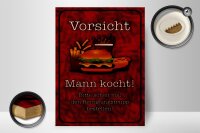 Holzschild Spruch 30x40cm Vorsicht Mann kocht bitte
