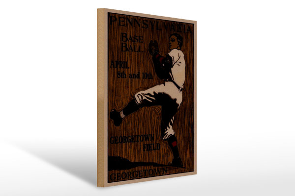 Holzschild Retro 30x40cm Pennsylvania Baseball April 8th