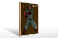 Holzschild Retro 30x40cm Cornell Baseball Schlagmann