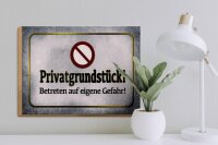 Holzschild Hinweis 40x30cm Privatgrundstück Gefahr