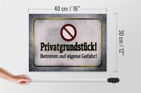 Holzschild Hinweis 40x30cm Privatgrundstück Gefahr