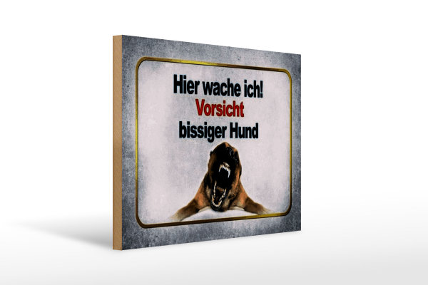 Holzschild Hinweis 40x30cm Vorsicht bissiger Hund