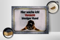 Holzschild Hinweis 40x30cm Vorsicht bissiger Hund