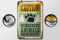 Blechschild Retro 12x18cm Caution dangerous animals
